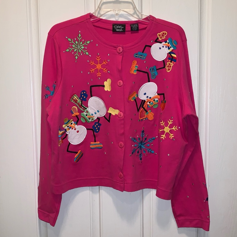 Vintage Cutest Christmas Snowman Sweater Size Large Like New